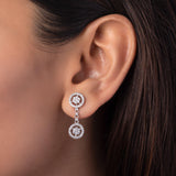Silver Twin Flower Drop Earrings Dhanaza