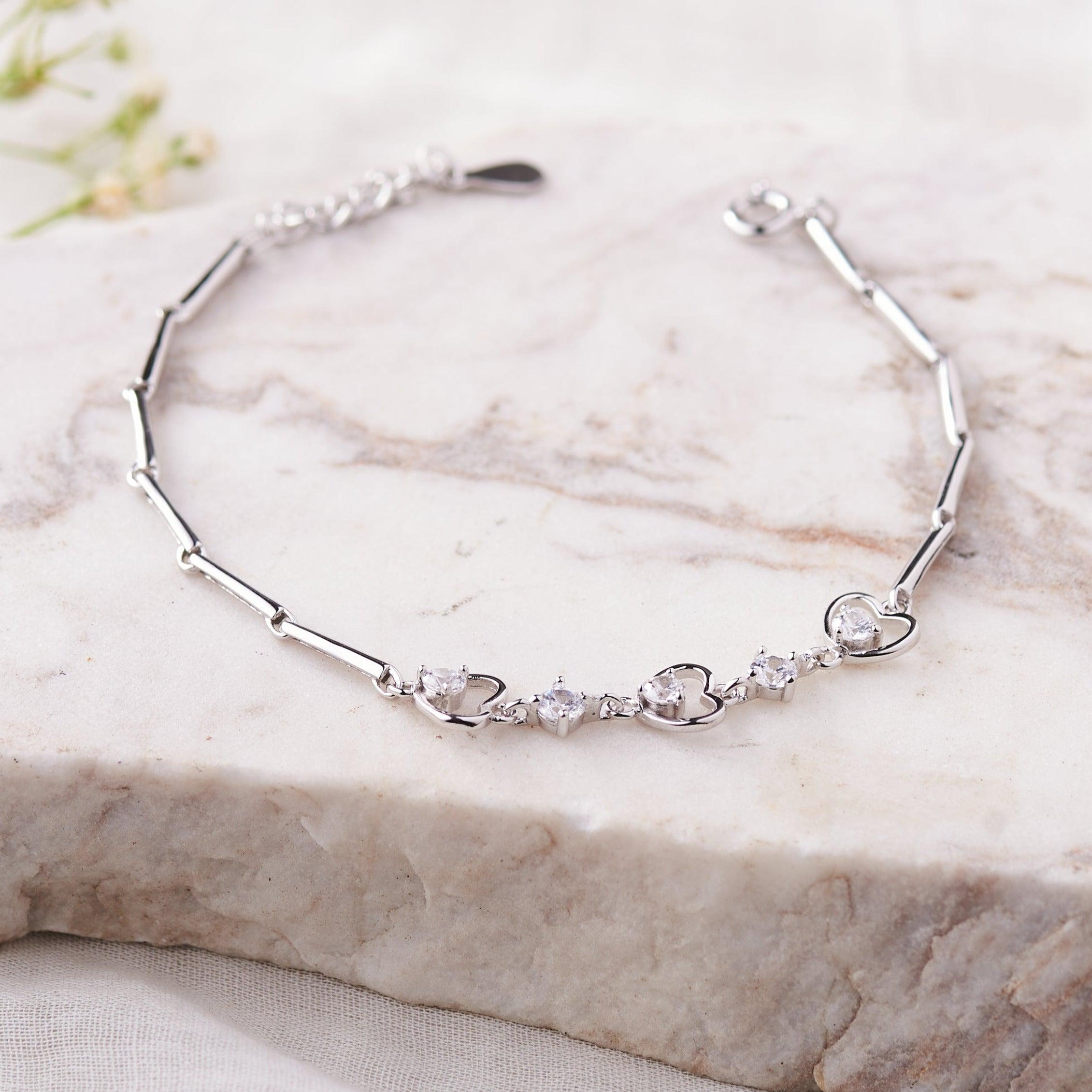 Silver Zicon Hearts Bracelet Dhanaza
