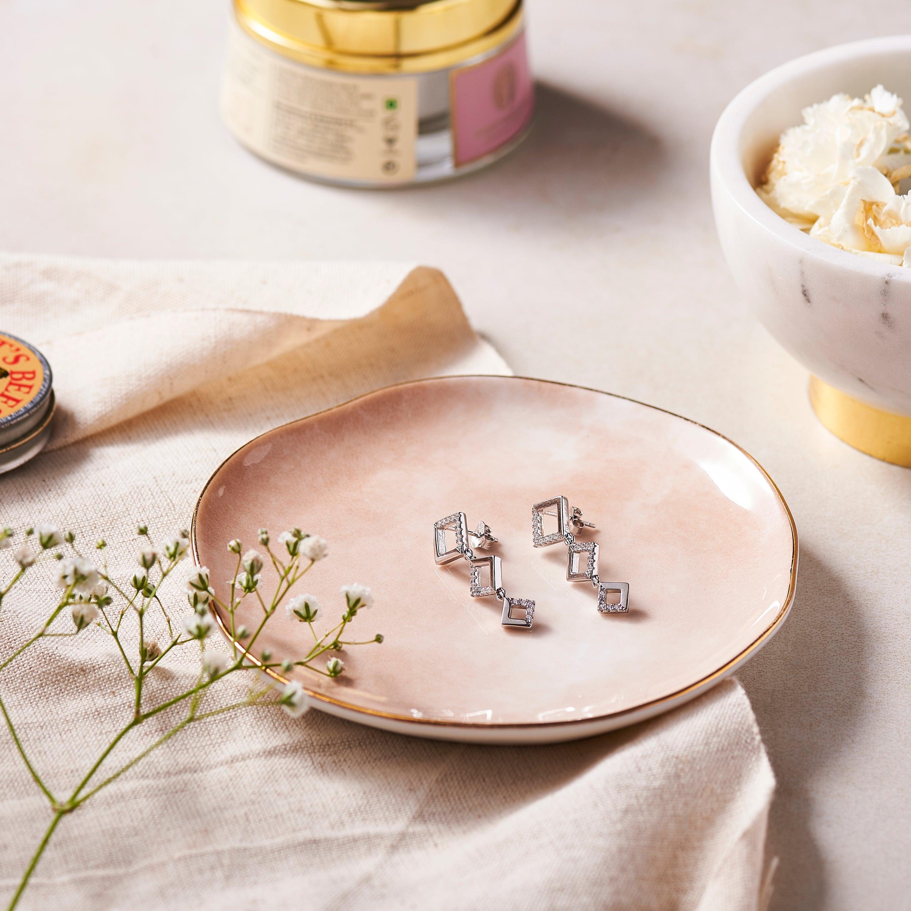 Silver Zircon Daimonds Earrings Dhanaza