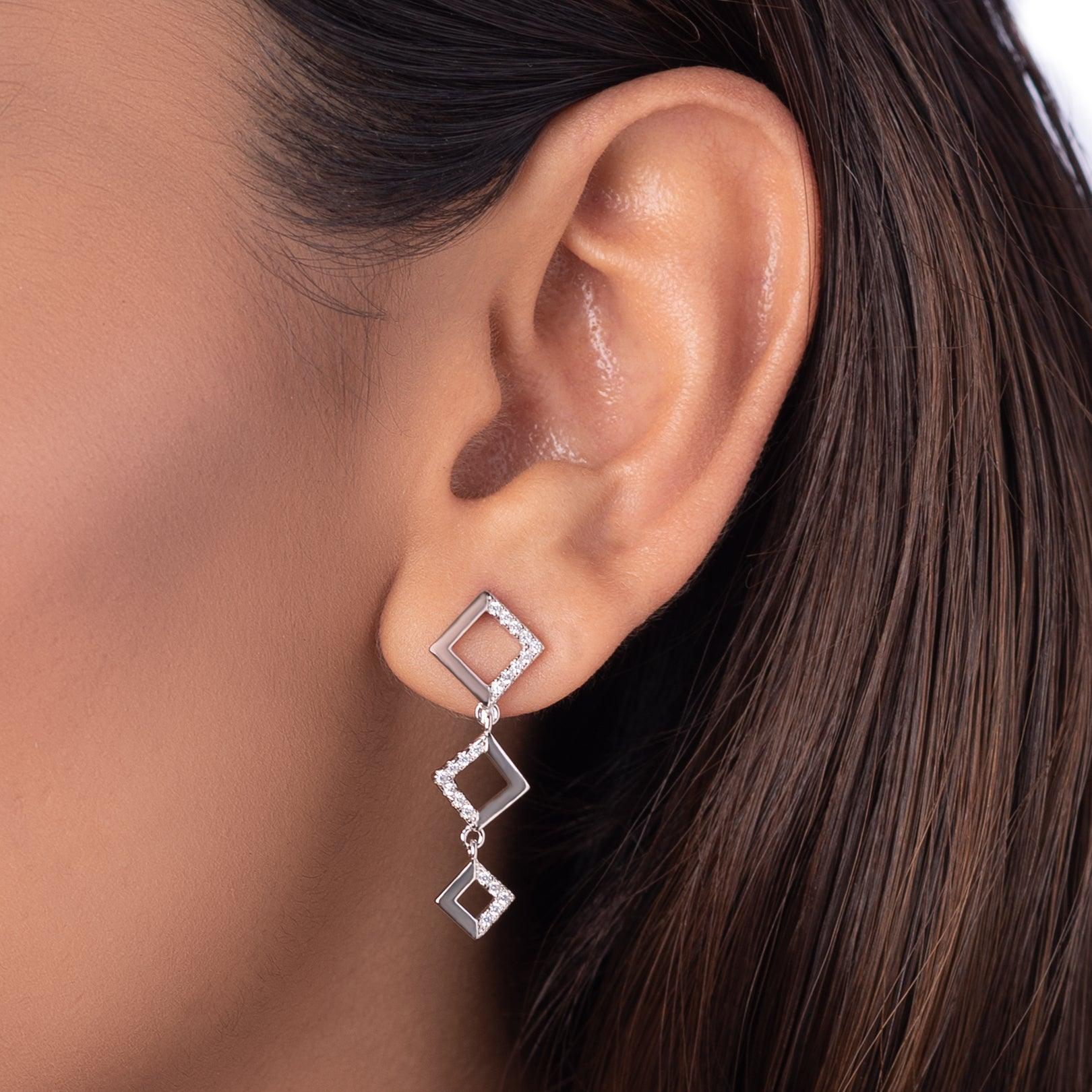 Silver Zircon Daimonds Earrings Dhanaza