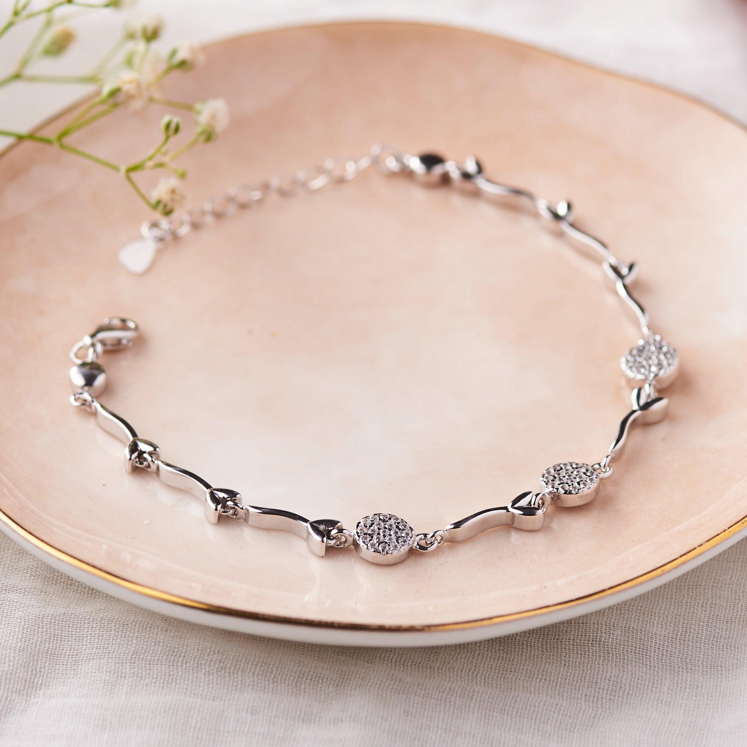 Silver Zircon Dot Trio Bracelet Dhanaza