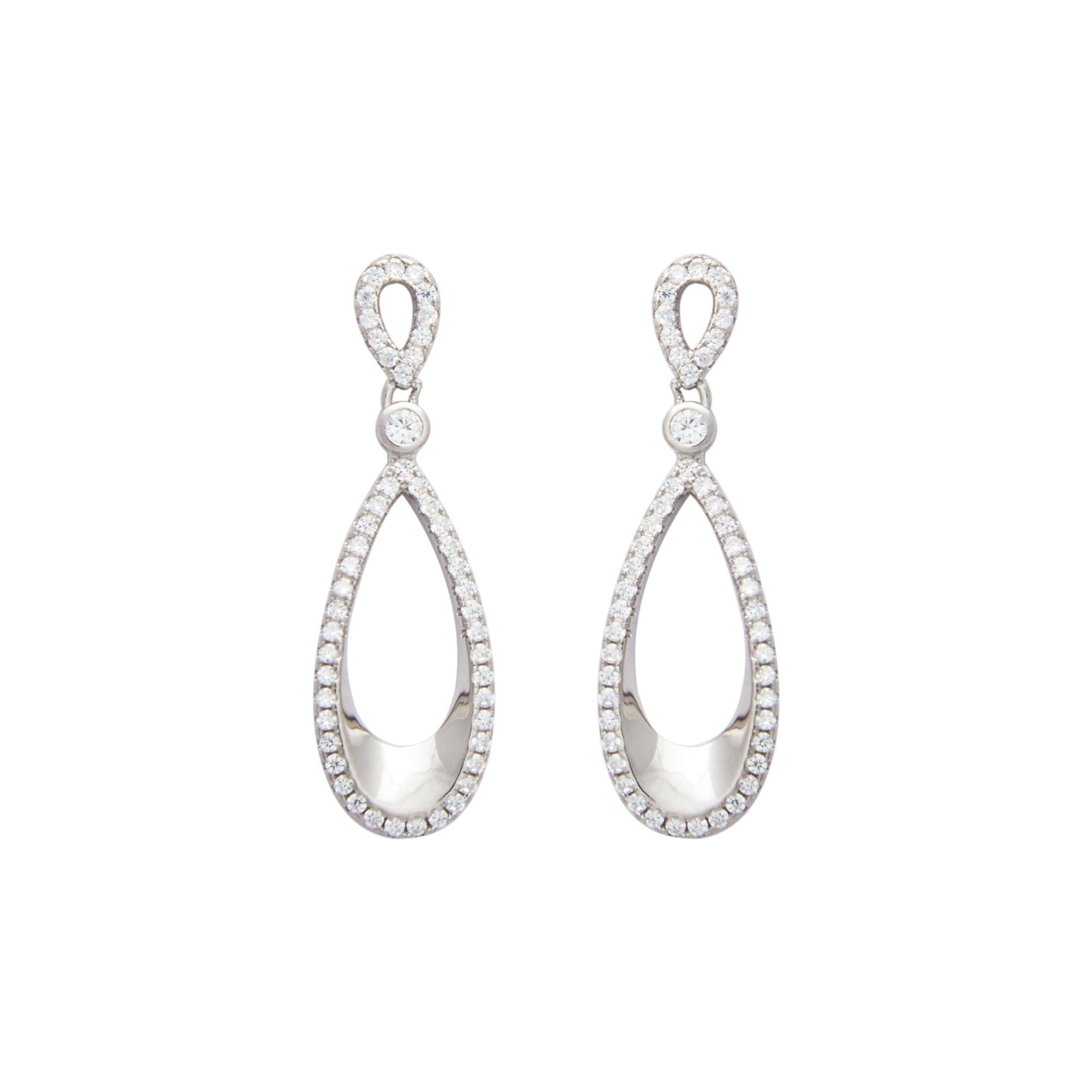Silver Zircon Teardrop Earrings Dhanaza