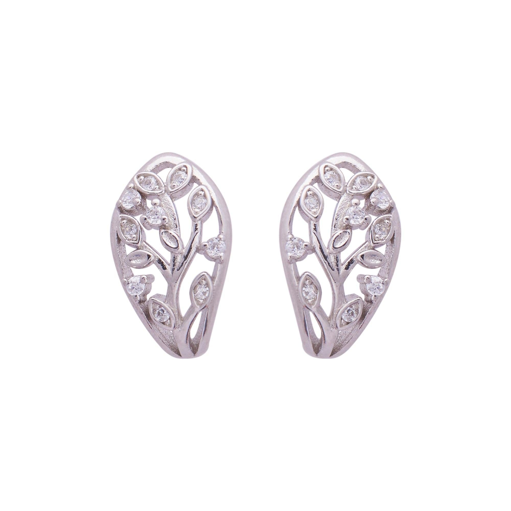 Silver Zircon Tree Studs Dhanaza