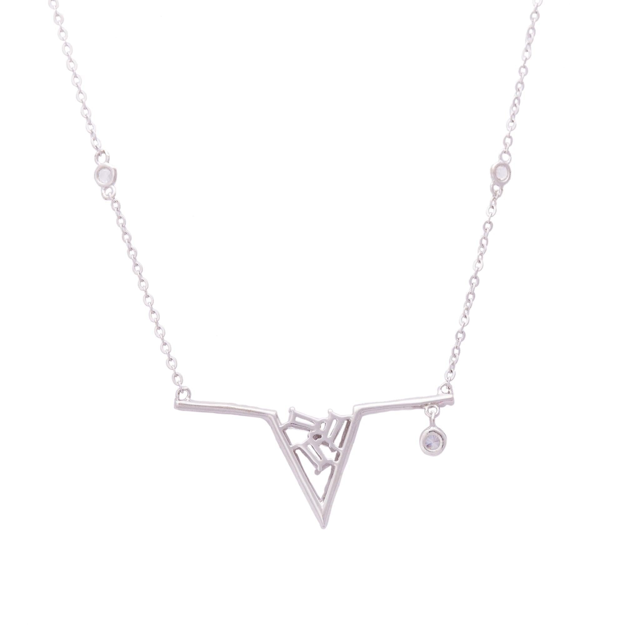 Silver Zircon Trench Necklace Dhanaza