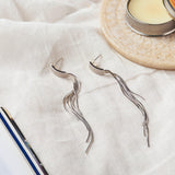 Silver Zircon Waterfall Earrings Dhanaza